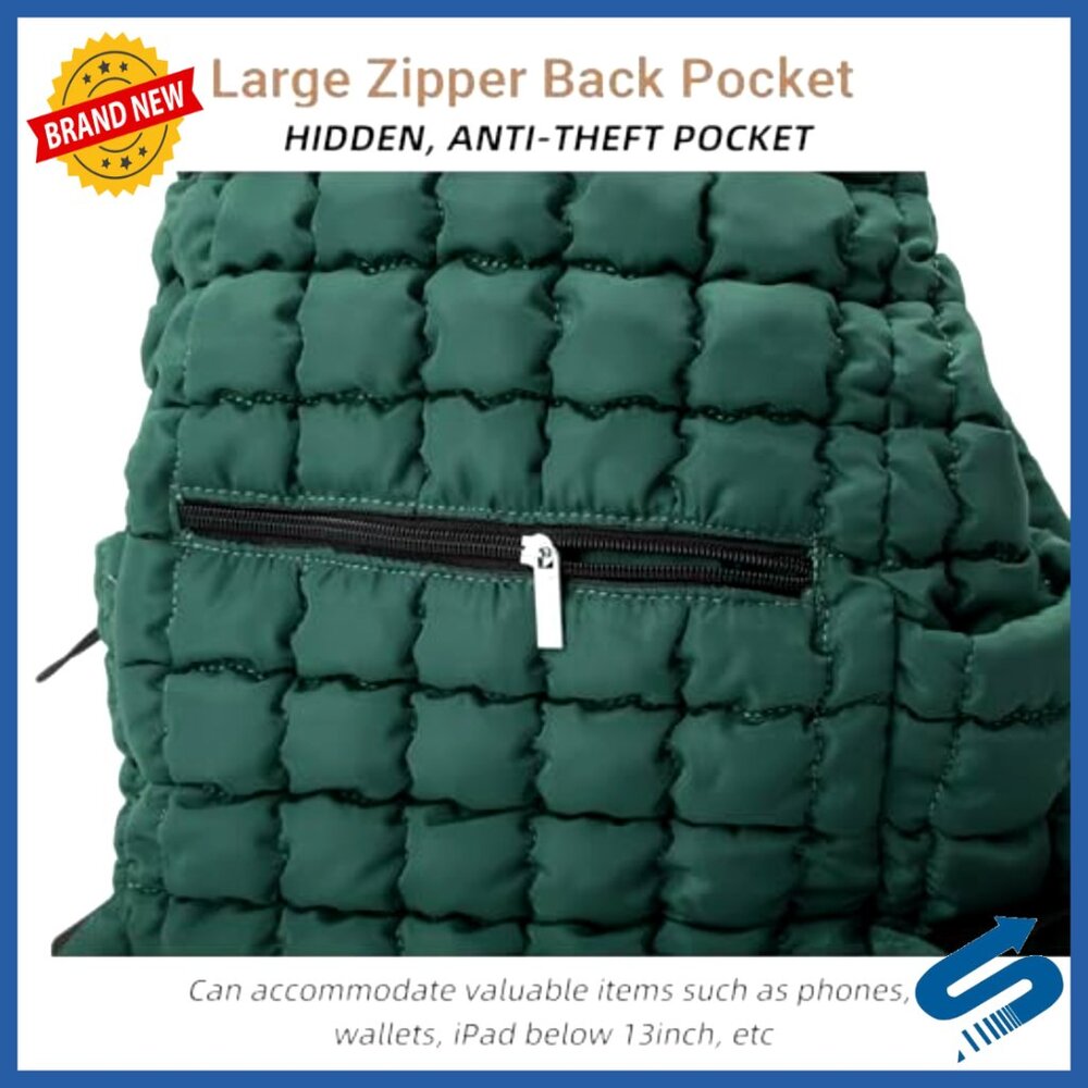 Quilted Puffer Backpack Lightweight Drawstring Da… - image 4